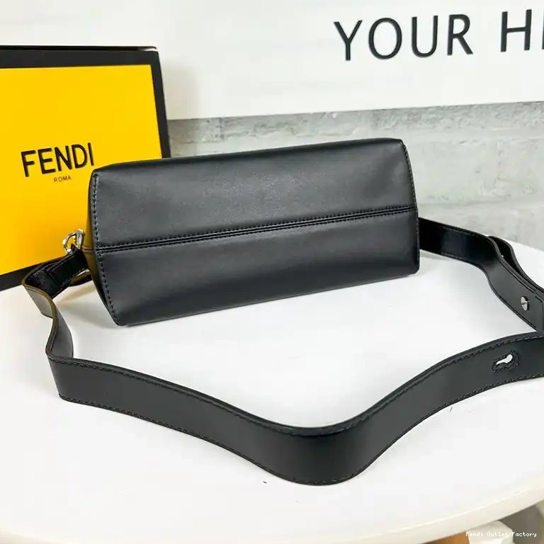 Cheap HOT Medium The Boston Black Calf Bag By Leather In Way Logo Fendi ROMA 0522